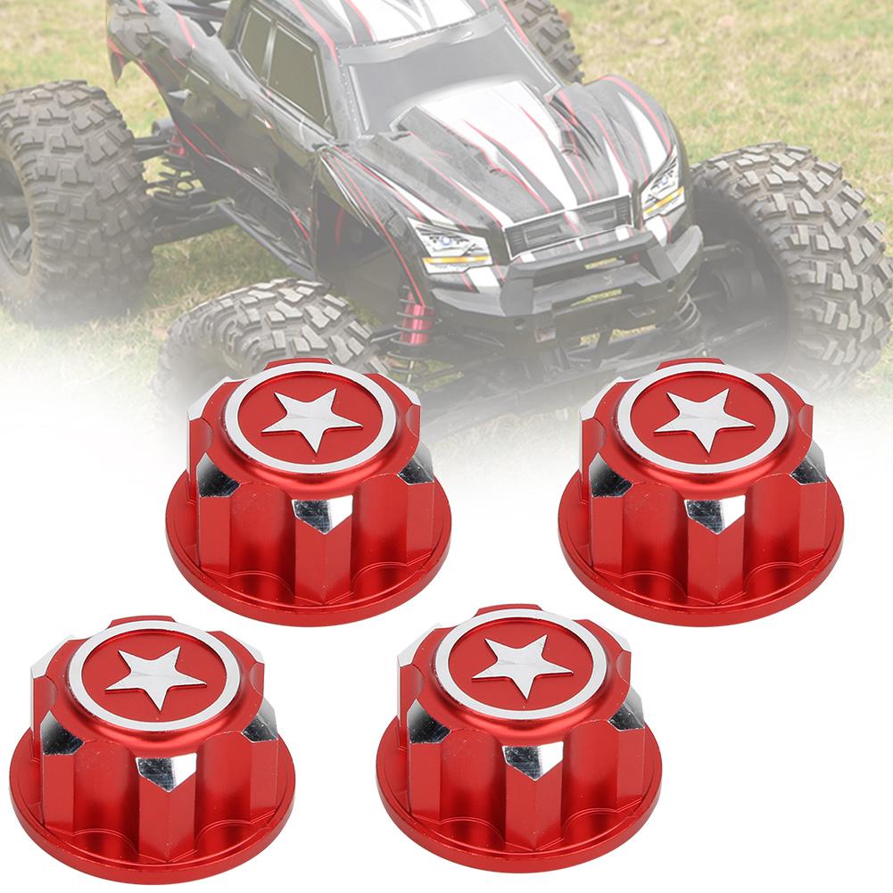 4 Stück Aluminiumlegierung Metall 17mm Sechskant Radmitnehmer Muttern Set Passend für X MAXX Summit RC Auto(rot )