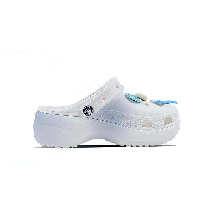 Crocs Klassischer Plateau-Clog EVA Fan Welpe Klassische Wolke Dok Vintage Girly Süß Farbverlauf Handgezeichnet Cartoon Lochschuhe Damen Weiß