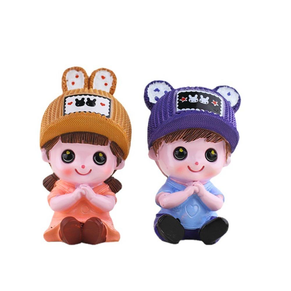 2PCS Hand Made Home Cute Elf Doll Love Doll Cartoon Elf Model Toy  Automotive Interior Decoration