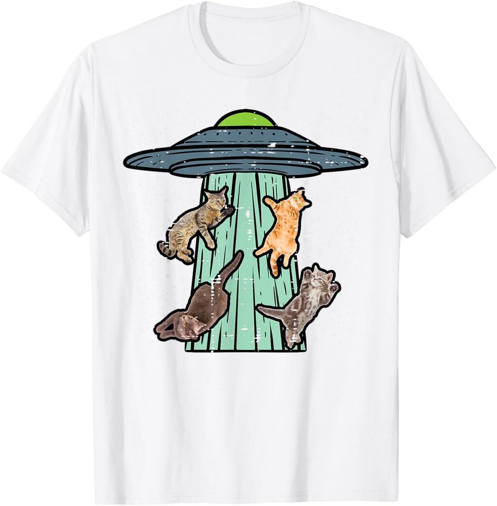 Cats Abducted Ufo Funny Alien Space Lover Gift Unisex T-Shirt