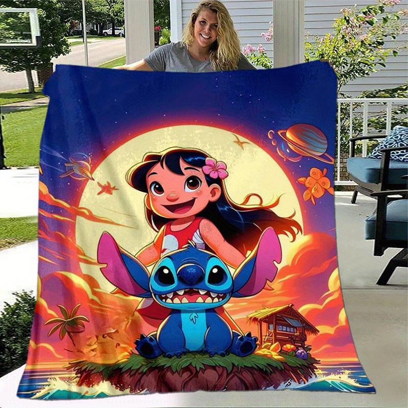 1pc Stitch Printing Blanket - Soft, All-Season Throw for Living Room, Bedroom,Personalized Gift with Adorable Cartoon Design