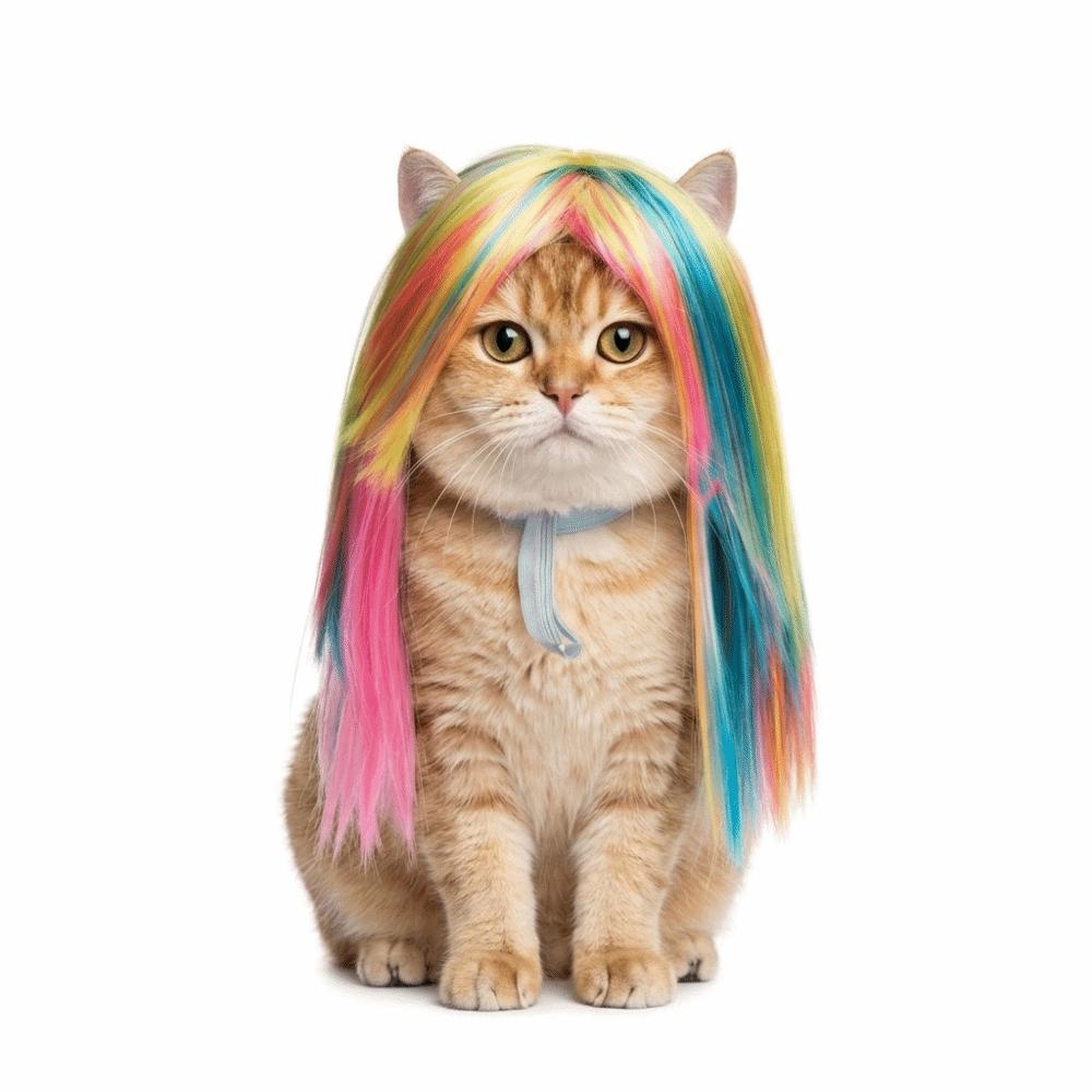 Comfortable To Wear Colorful Pet Wig Adjustable Fit Dogs Cats Cosplay Wigs  Dress Up Event