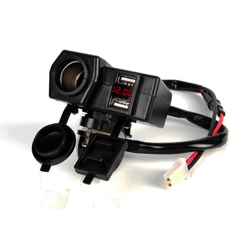 Dc12/24V Motorcycle Atv Cigarette Lighter Socket 2Usb 3.1A Charger Led Voltmeter