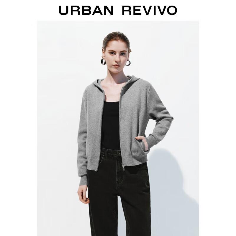 UR Women's Hooded Zipper Short Knit Cardigan