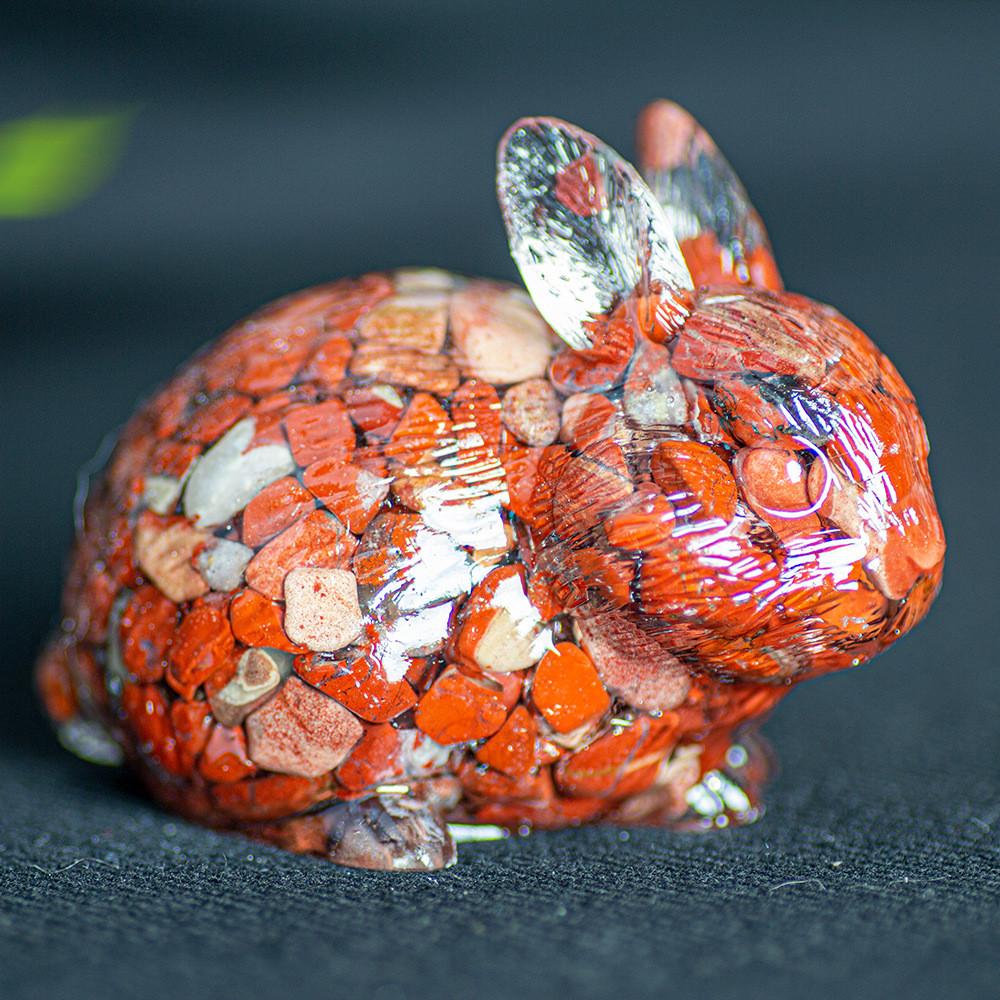 Natural Crystal Resin Bunny Figurine For Home Decor And Gift Giving