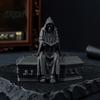 Gothic Home Decor 3D Printed Reading Skeleton Figurine, Hooded Reader Statue, Matte Black Ornaments Spooky Desktop Ornament for Office Bookshelf