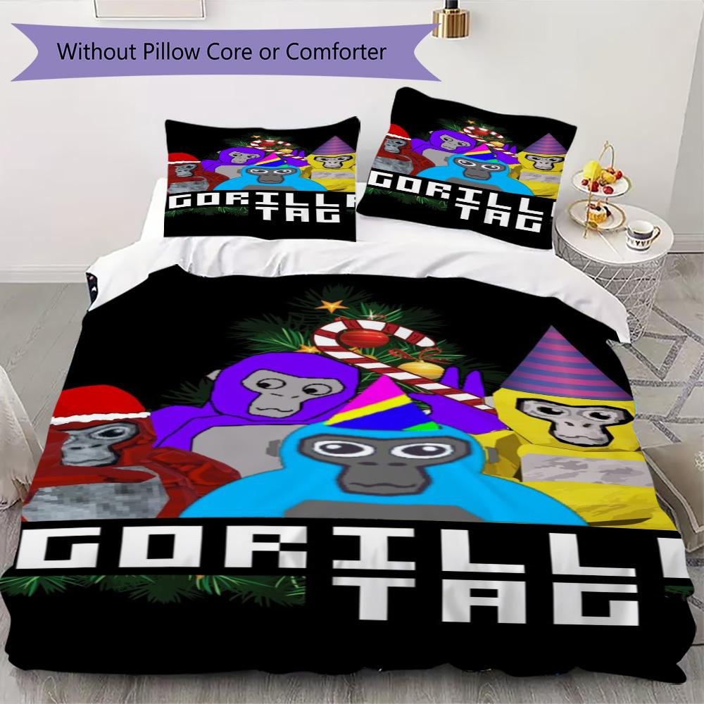 Gorilla Tag Cartoon Print Pattern Bedding,Quilt Set Quilt Cover Pillowcase Home Birthday Gift (1*duvet Cover+2*pillowcase,without core)ZSJT0917155