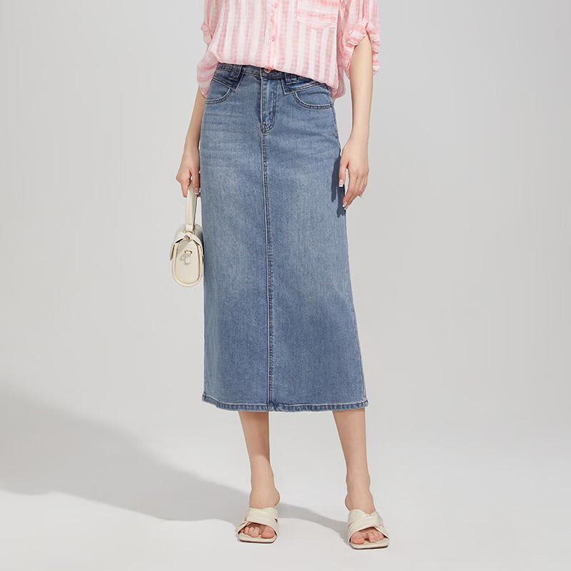 Women s Casual Mid-length Straight Denim Skirt S