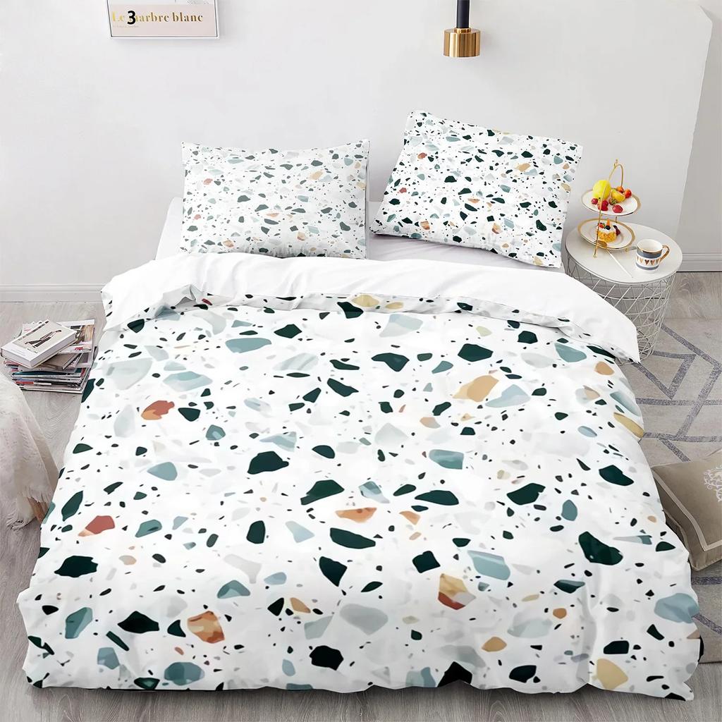 Marble Duvet Cover Set KingQueen Size White Gold Abstract Marble Texture Printed Bedding Polyester Quilt Cover Luxury