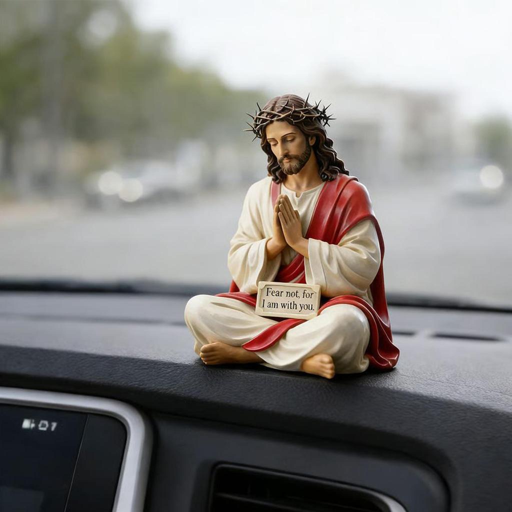 Hand Painted Jesus Figures Religious Resin Sculpture fear not, for I am with you Jesus Resin Desk Companion Figurine