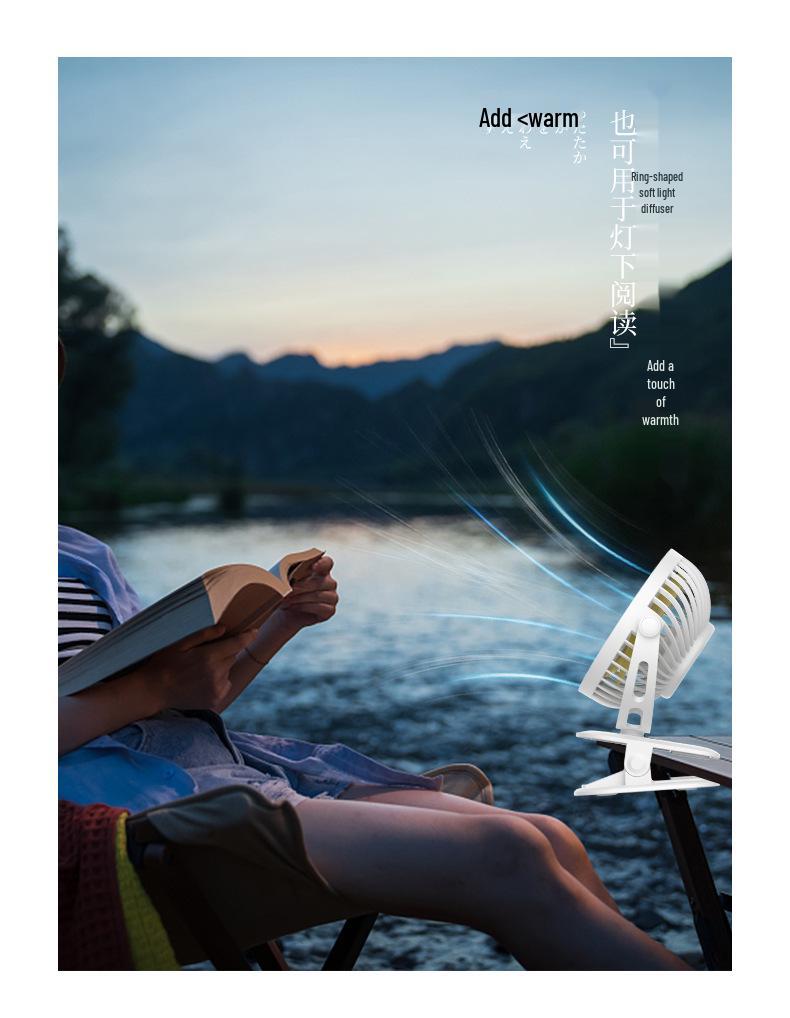 Multi-functional USB Clip Fan with Night Light - Quiet Desktop and Camping Use