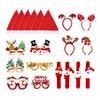 9 Pcs Christmas Party Favors Novelty Glasses Frames Christmas Headbands Santa Hat Slap Bracelets Set for Holiday Party Supplies