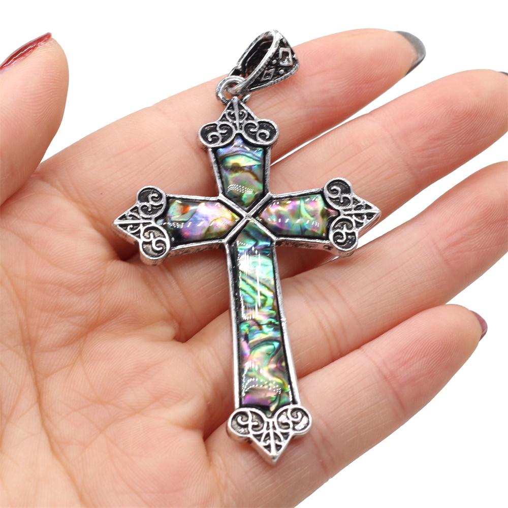 1Pc Natural White Shell Abalone Shell Pendant Cross Charms for Jewelry Making DIY Necklace Accessories 42x65 Mm
