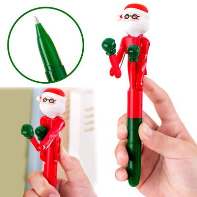 Christmas Creative Boxing Pen with Moving Figure Fun Animated Novelty Ballpoint Pen Students Stress
