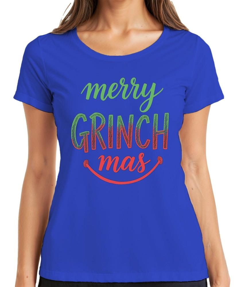 Merry Grinch Mas Christmas Funny Grinch Gift Family Fun Ladies T Shirt