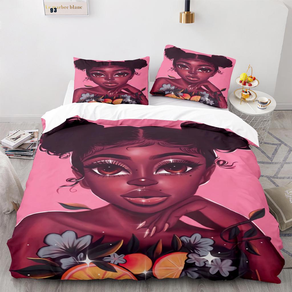 Home Textile Girl Quilt Cover Digital Printing Three-Piece Set 3D