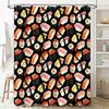 Sushi Shower Curtain Japanese Food Decor Washable Bathroom Set Artistic Ocean Seafood Pattern Home Decor Kitchen Backdrop
