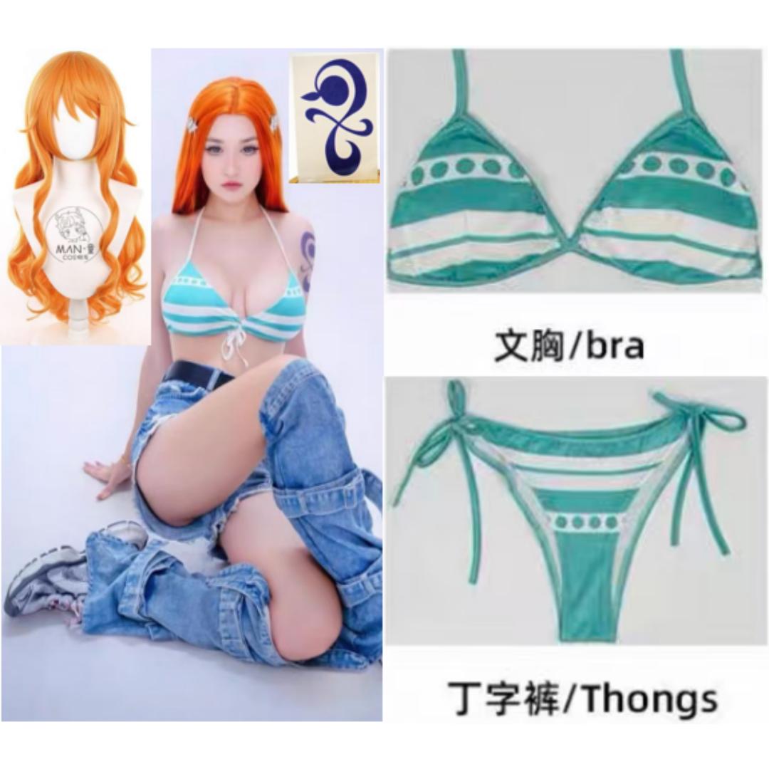 

Ensemble complet de olympiques de cosplay Nami pour femmes et filles, haut et jupe, tenues de ceinture, fête d Halloween et de c XL зелений