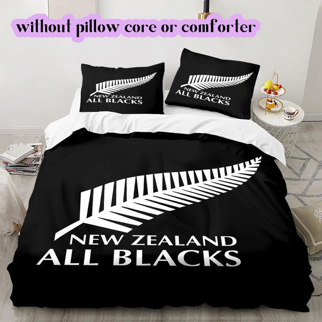 Biancheria da letto con motivo nazionale di rugby della Nuova Zelanda, Set piumone Copripiumone Federa Regalo di Compleanno per la Casa (1*copripiumino+2*federe,senza imbottitura)
