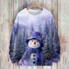 Ladies' Fashionable And Casual Christmas Cute Printed Round Neck Long Sleeved Knitted Yarn