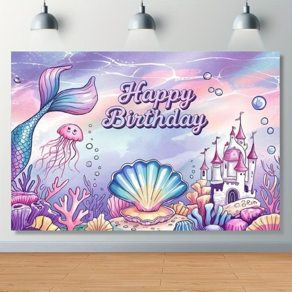 Mermaid Backdrop Girls Princess Birthday Party Decoration Background Under The Sea Photography Supplies Kids Baby Shower Banner