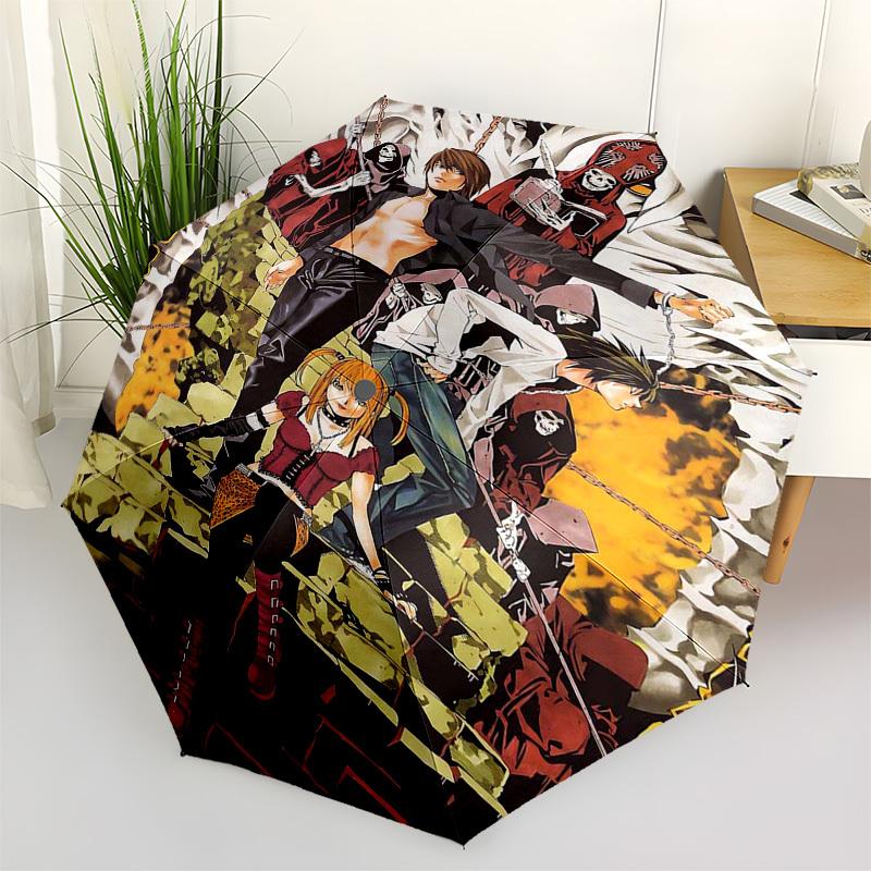 1pc Death Note: L Lawliet & Light Yagami Outdoor Umbrella - Automatic Opening/Closing, Portable 3-Fold Design, Iron Frame, Perfect Gift for Fans, Trav