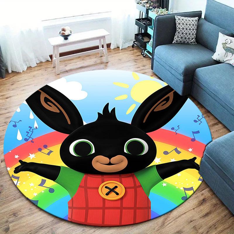 Bing Round Area Rug,Carpet Rug for Living Room Bedroom Sofa Playroom Decor,Non-slip Floor Mat