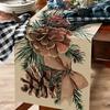 Christmas Pine Cone Pine Needle Branch Berry Linen Table Runner for Table Decor Winter Xmas Table Runners Christmas Decorations