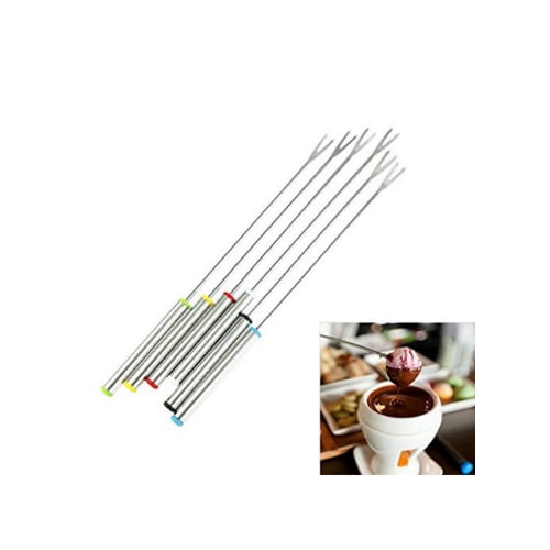Yosoo Fondue Forks, Fondue & Fountain Forks, Set of 6, Long Picks for Cheese Fondue, Stainless Steel, Safe, Corrosion-Resistant, Durable