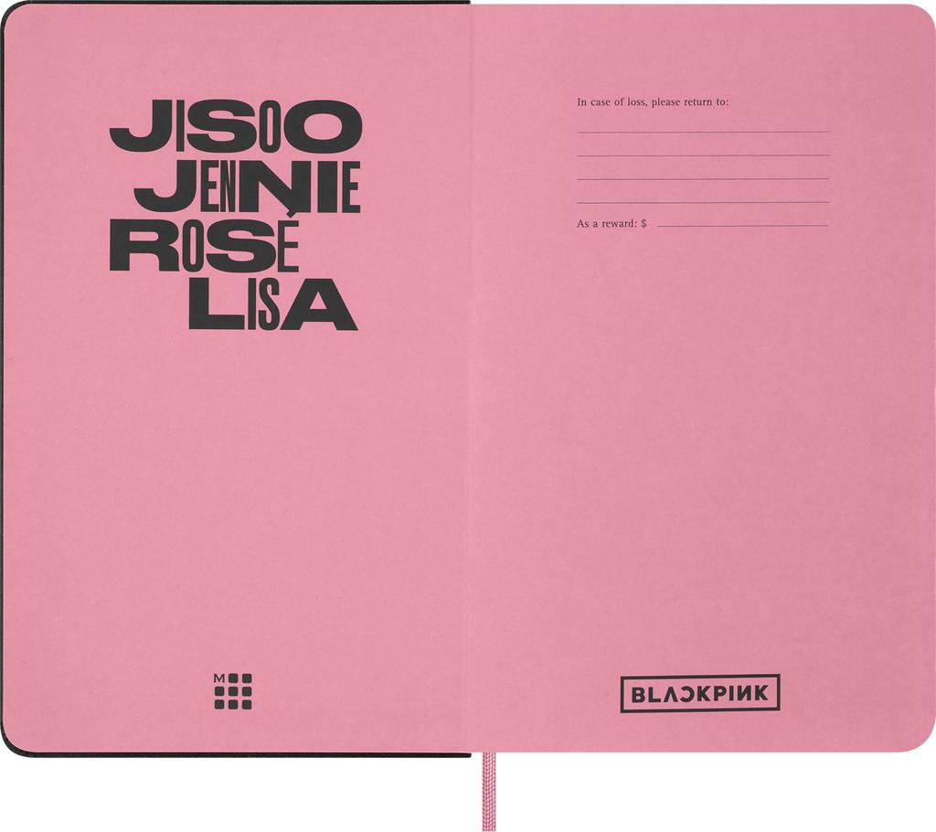 Moleskine x BLACKPINK Skitsebog Notesbog Akvarelpensel Stor Størrelse x Lyserød SKBNDL8279S8 + Sæt med 5 dele, (13cm 21cm), Hardback,