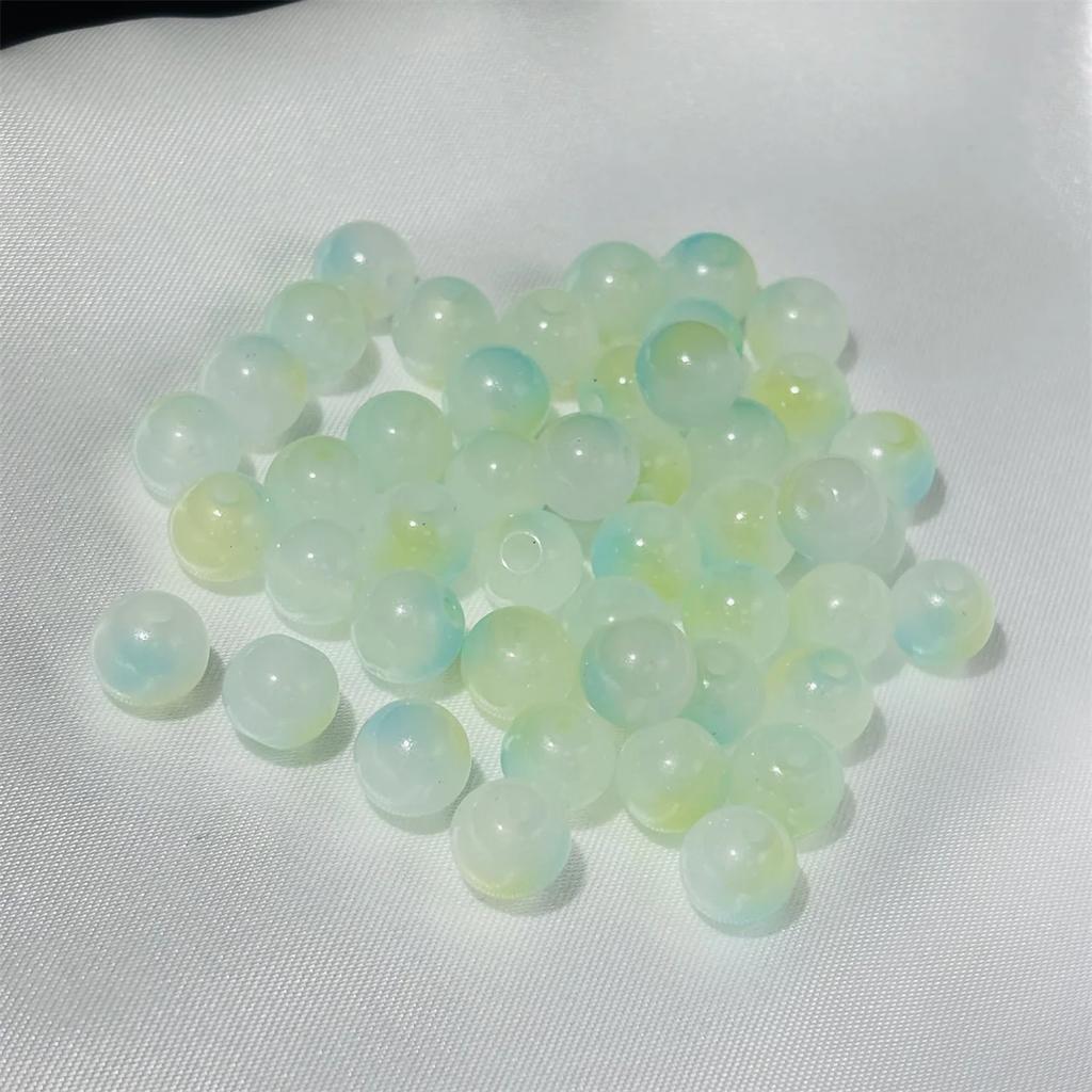 50pcs 8mm Glass Crack Imitation Jade Color Series Round Beads DIY Handmade Necklace Bracelet Loose Beads Jewelry Accessories