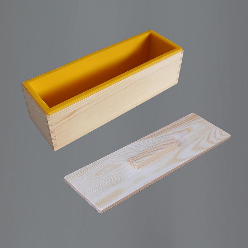 Rectangular Silicone Soap Mold & Wood Box for DIY Cold Process Soap Making (1200g Capacity)