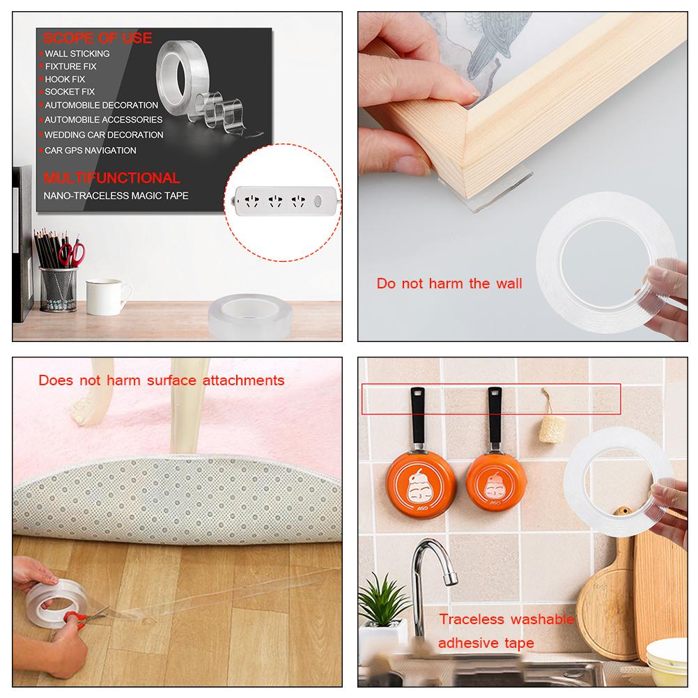 Double Sided Traceless Adhesive Nano Tape Removable Washable Reusable Tape