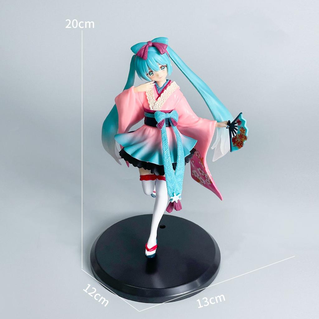 Kizuna Ai and the Long-hair Princess Miku Figurines, Anime-style Cute Girl 2D Model Decorative Items, Gifts and Souvenirs.