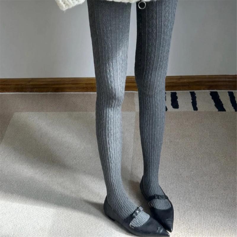 Women Japanese Twist Striped Pattern Jacquard Stockings Pantyhose Spring Fall Opaque Tights Bottoming Leggings Hosiery