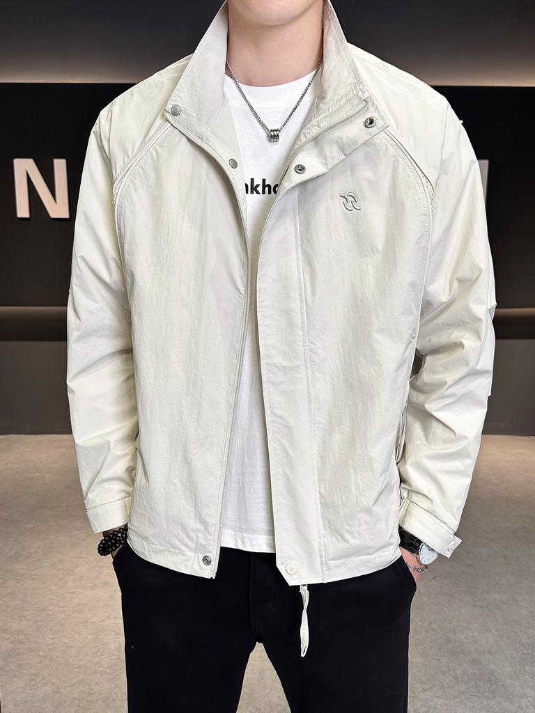 2025 New Stand-up Collar Jacket Men's Ruffian Handsome High-end Sense Spring and Autumn New Men's Clothing Loose Casual Jacket Men