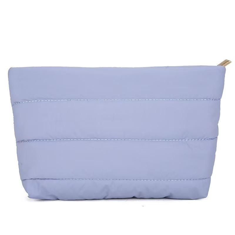 Women & Girls Fashion Puff Quilted Zipper Cosmetic Bag Soft Polyester Portable for Makeup & for Storage