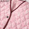 BITCED Women's Autumn/Winter Fashion Casual V-Neck Printed Quilted Cotton Patchwork Jacket