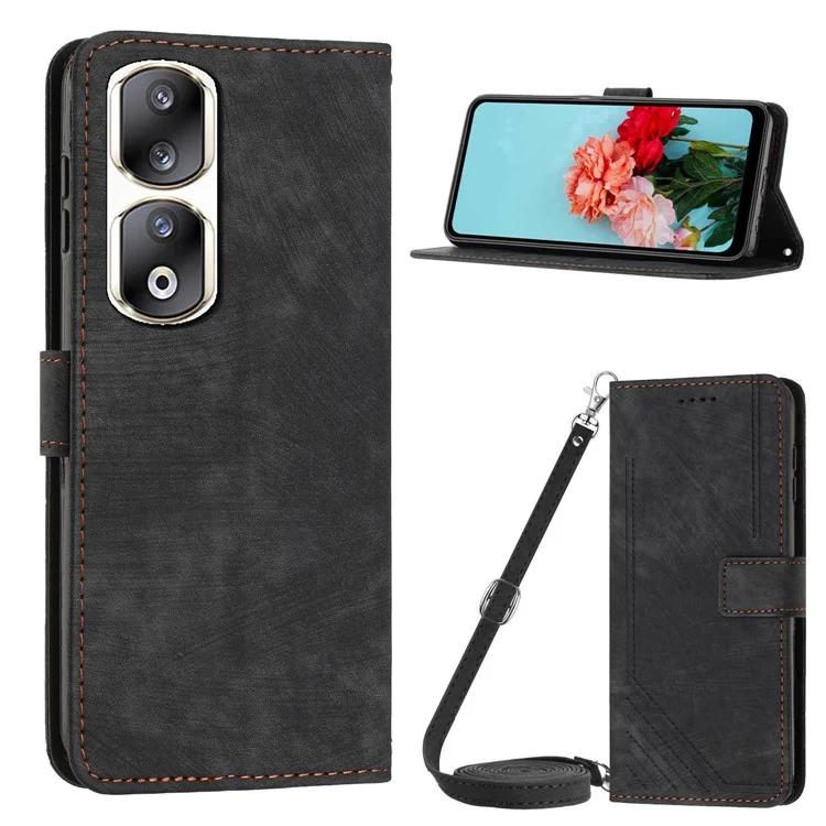 

Wallet Stand Cover for Honor 90 Pro Case PU Leather Shell with Shoulder Strap