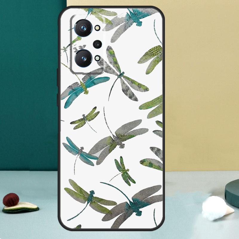Floral Colorful Dragonfly For Realme 11 10 12 13 14 Pro Plus GT 7 6 5 Pro GT 6T C67 C61 C53 C51 C21Y C25S C75 C55 Case