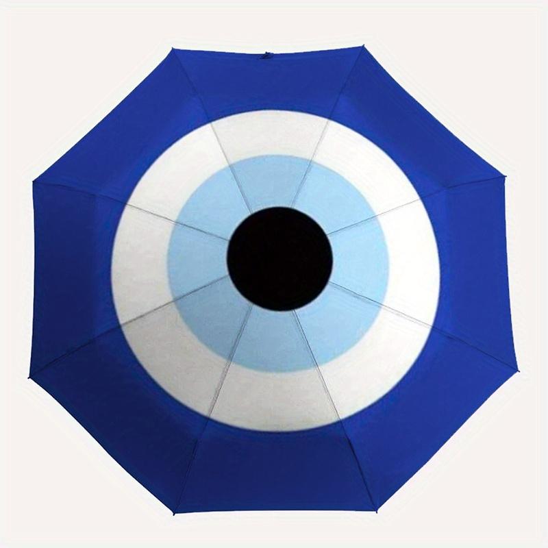 Blue Evil Eye Umbrella, Portable 3 Fold Compact Umbrella for Men & Women,S200