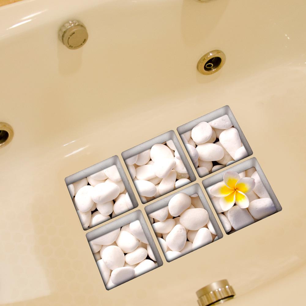 6 Stück vierblättriges Kleeblatt und Blume Badewannenaufkleber, rutschfest, wasserdicht, 3D-Effekt, selbstklebender Badezimmeraufkleber, PVC, abnehmbares Wandbild, 13 x 13 cm