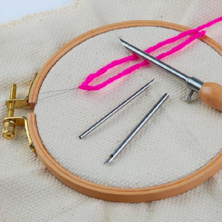 Punching Needle Embroidery Set for Embroidery Craft Embellishment, with 3 Punching Needle Head and Needle Threader