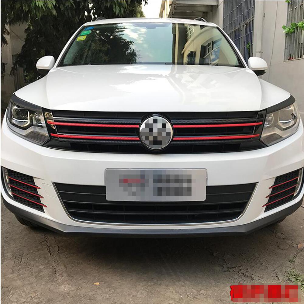 Colorful Grille Grill Carbon Fiber Stickers And Decals Car-styling For Volkswagen VW tiguan 2013-2017 Accessorie