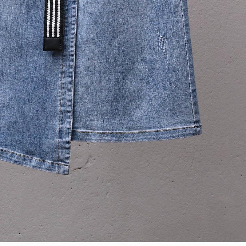 Frühling Sommer Jeansrock Damen Elastisch Hochtailliert A-Linie Hüftumspielende Röcke Lässig