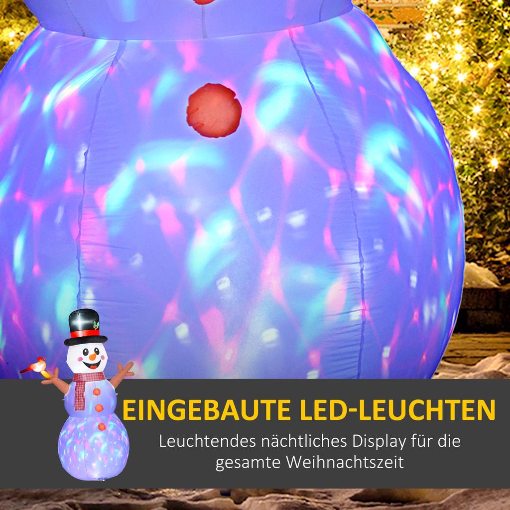 Large Snowman, 2.40 M, Christmas Decoration, with LEDs, Self-Inflating, Polyester