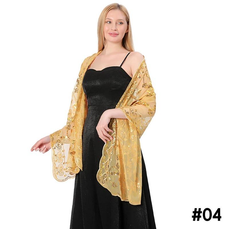 Sequ Shawl Wraps for Evening Dresses Wedding Decoration Scarf Elegant Hijab Cover for Ramadan Festivals Women's Modest Fashion Floral Shawl