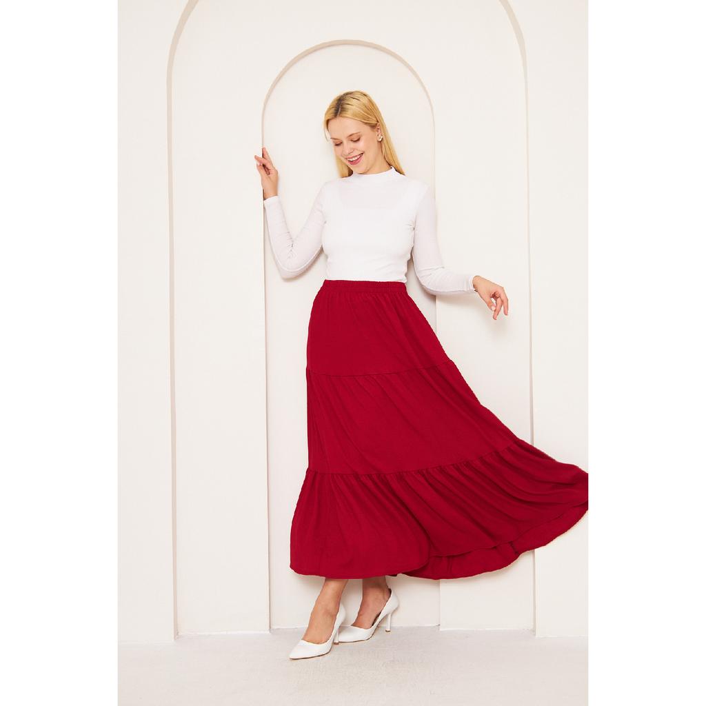 Černá sezónní vrstvená pohodlná sukně, bavlněná dlouhá sukně, ležérní sukně, ležérní sukně, hidžábová sukně