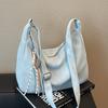 Niche cream soft waxy tote bag casual versatile student commuting large-capacity messenger bag woman