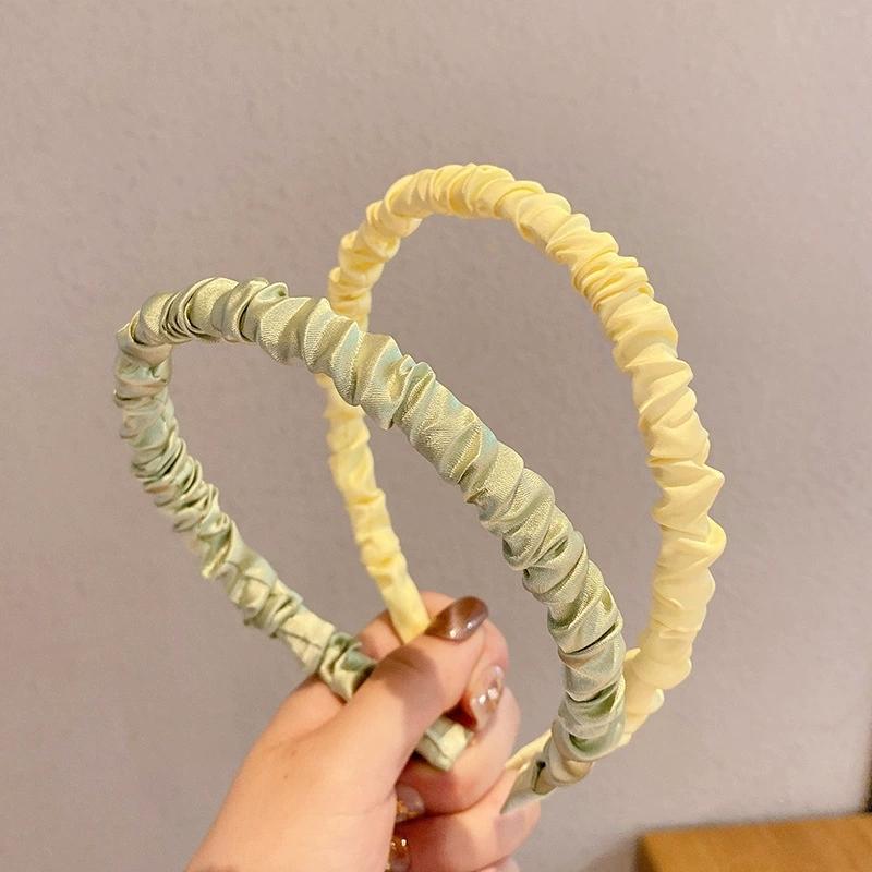 Simple headdress for women's satin pleated headband sweet temperament headband wash face pressure strap